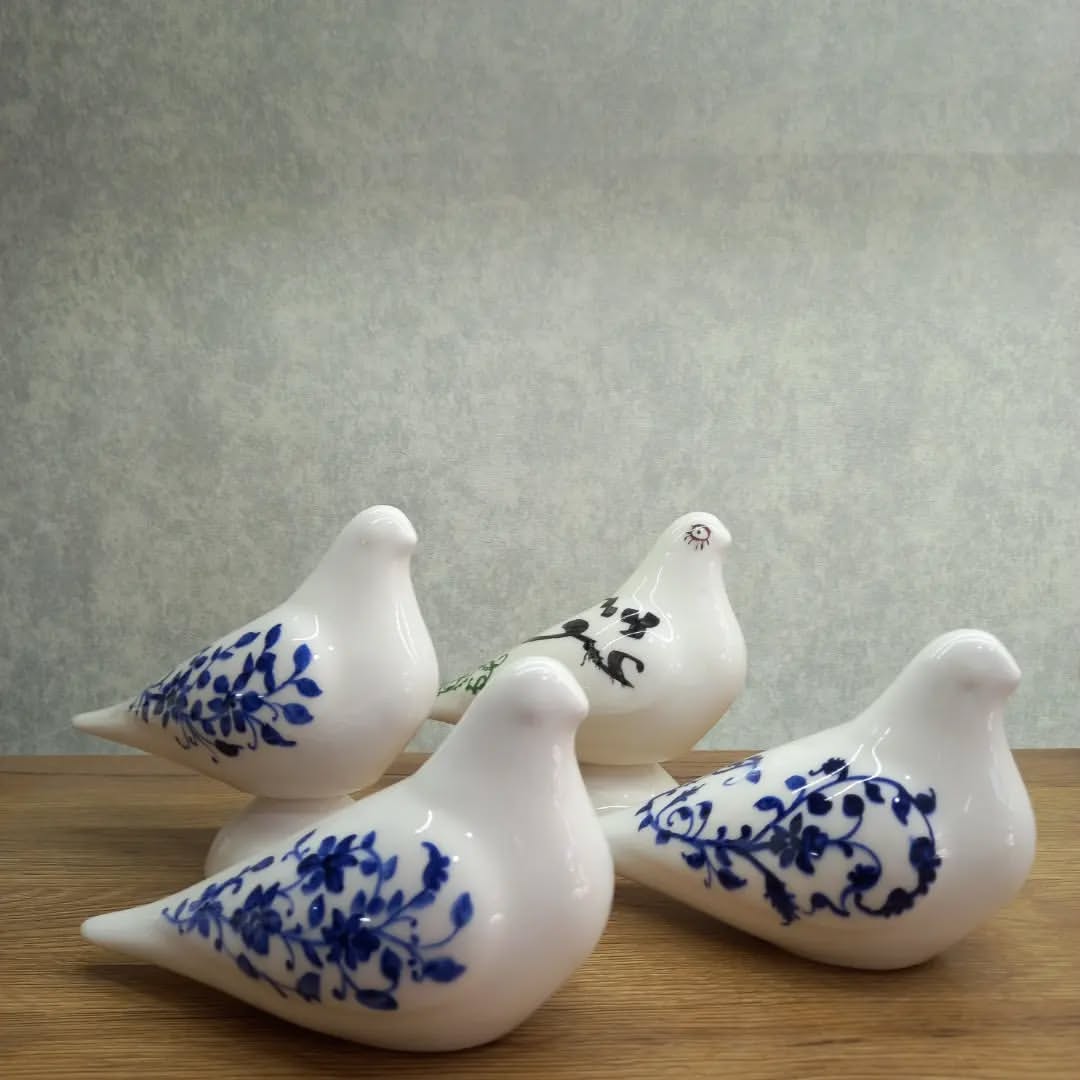 کبوتر سرامیکی طرح زیر لعابی